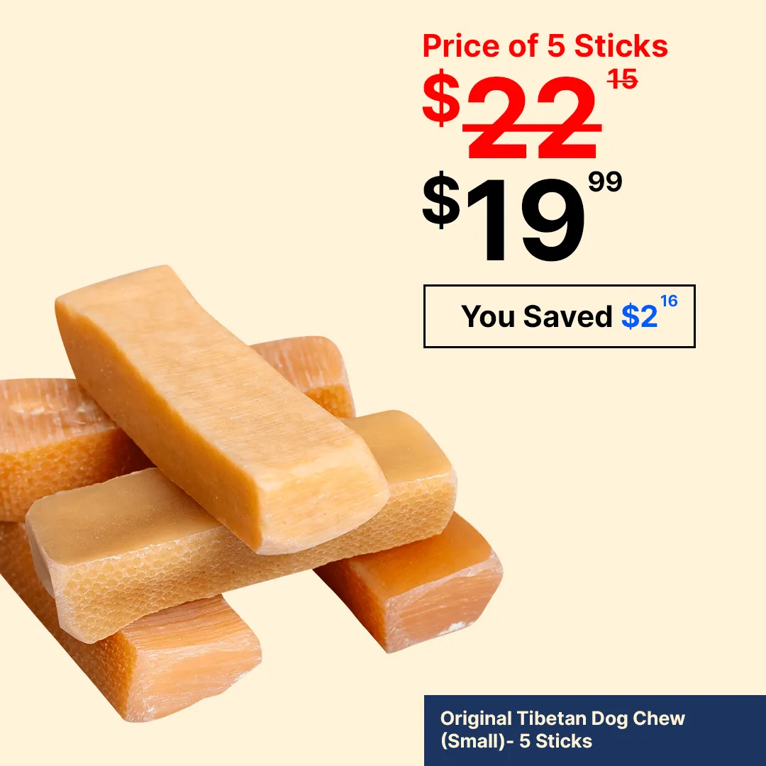 Long lasting Yak Cheese Chews for Small Dogs - 5 sticks