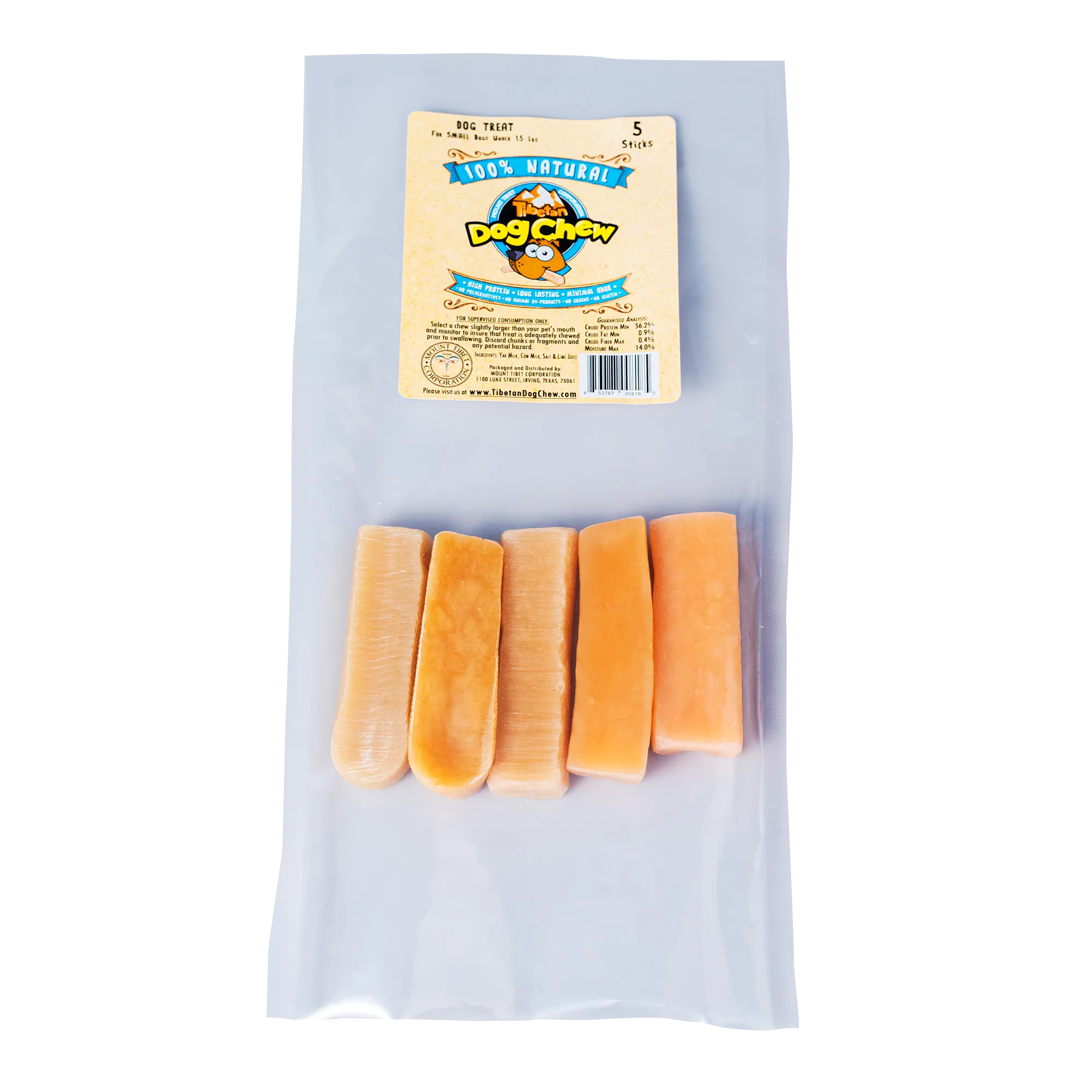 Long lasting Yak Cheese Chews for Small Dogs - 5 sticks