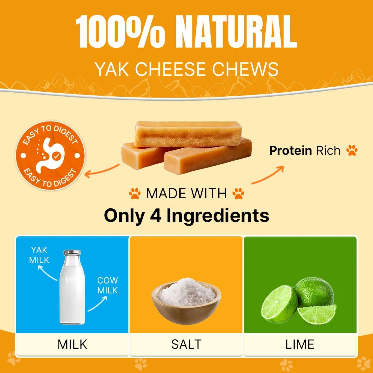 Long lasting Yak Cheese Chews for Small Dogs - 5 sticks