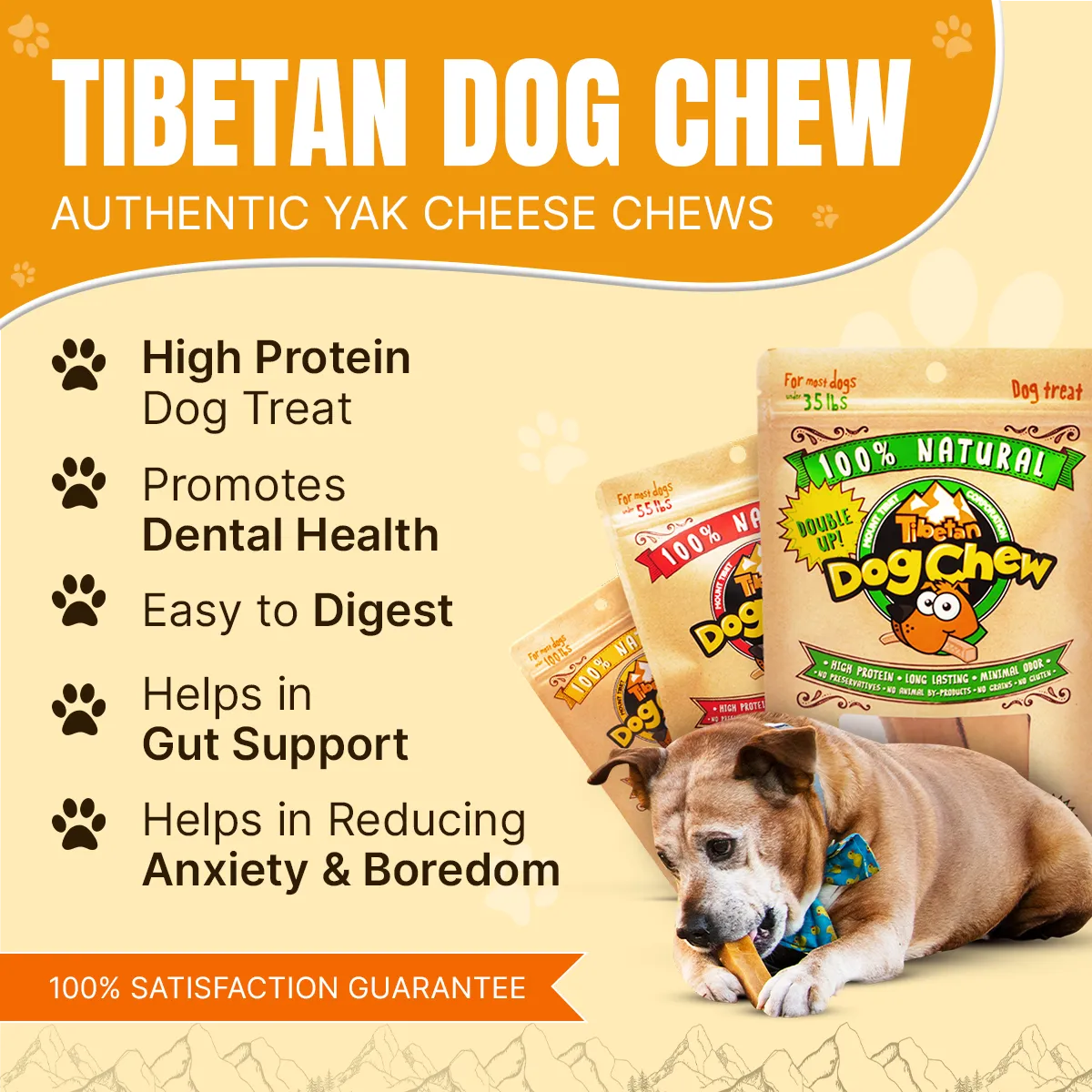 Long lasting Yak Cheese Chews for Small Dogs - 5 sticks