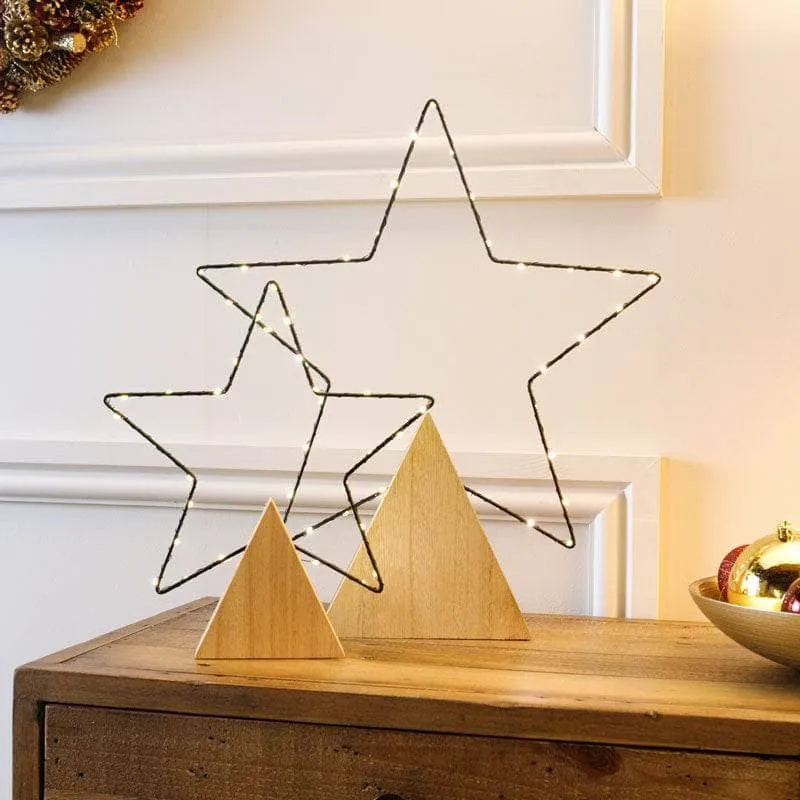 Micro LED Frame Plywood Star - 30cm