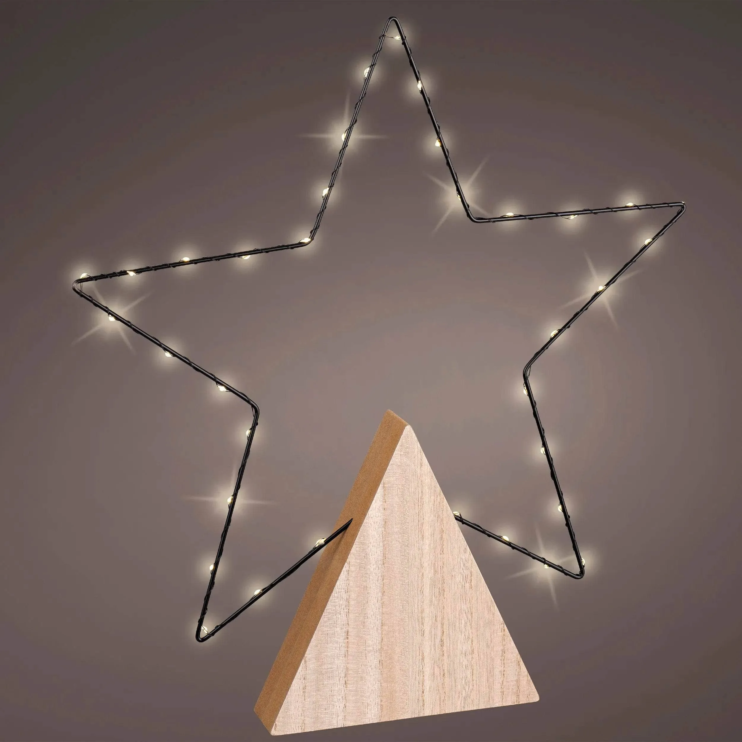 Micro LED Frame Plywood Star - 30cm