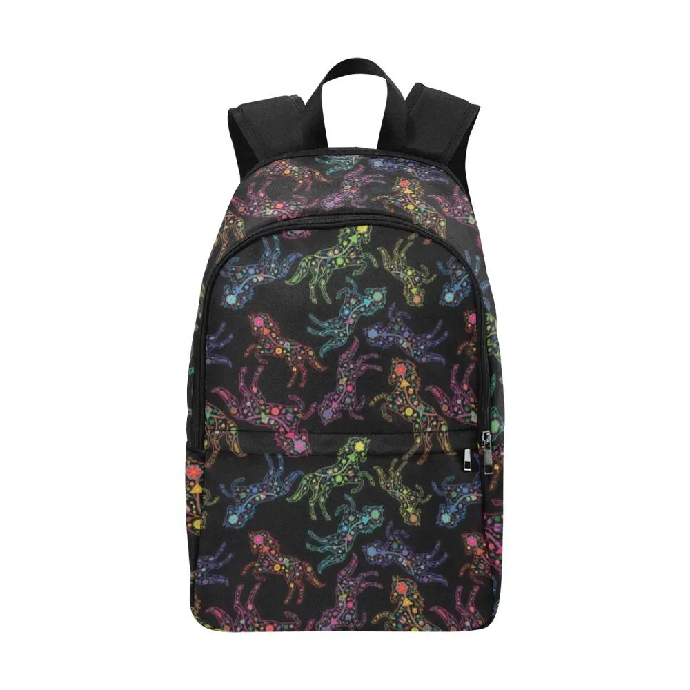 Neon Floral Horses Backpack for Adult