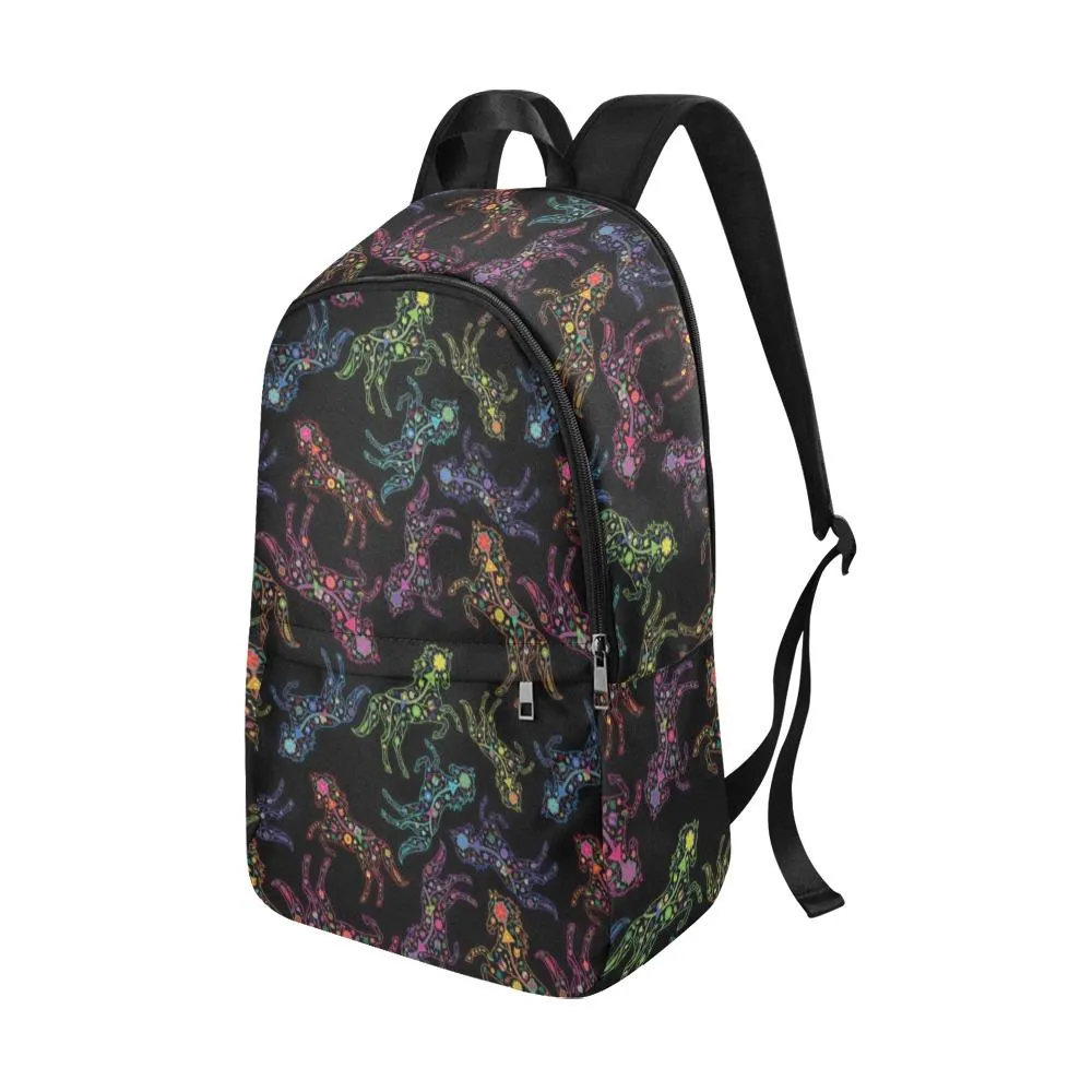 Neon Floral Horses Backpack for Adult