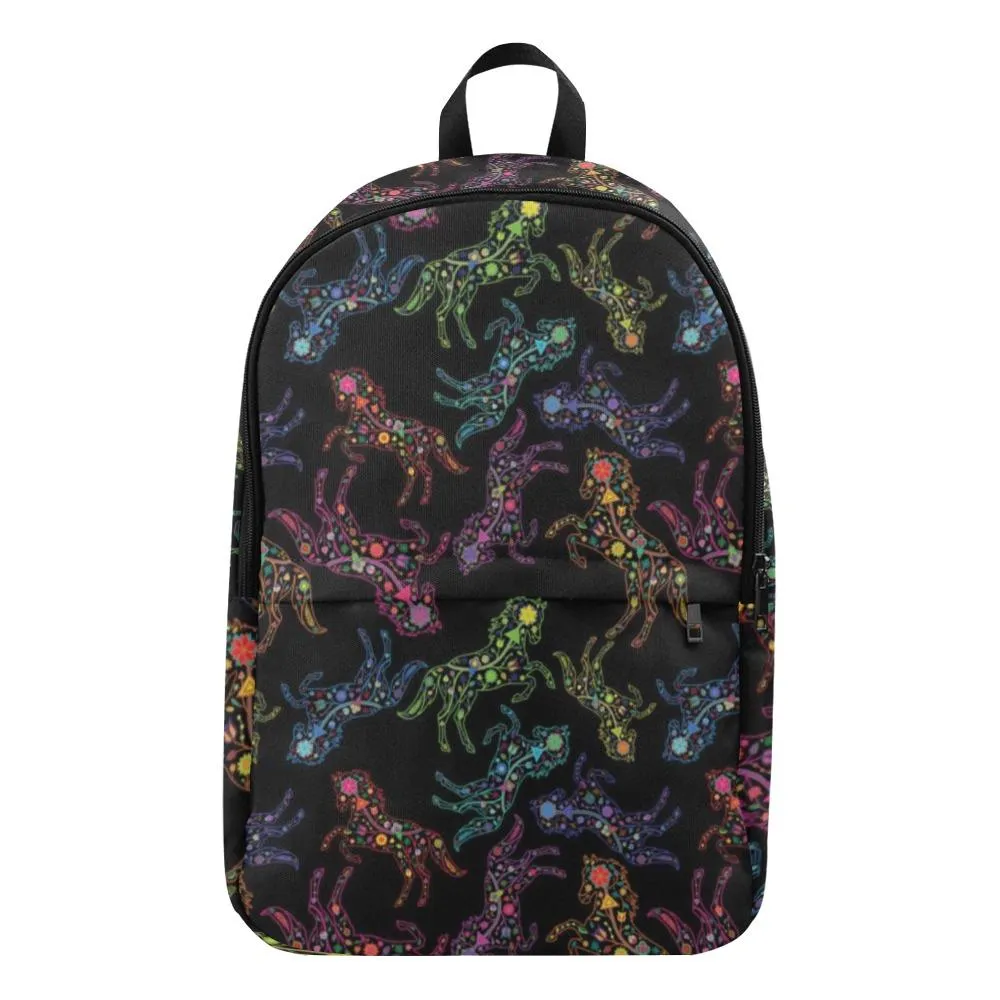 Neon Floral Horses Backpack for Adult