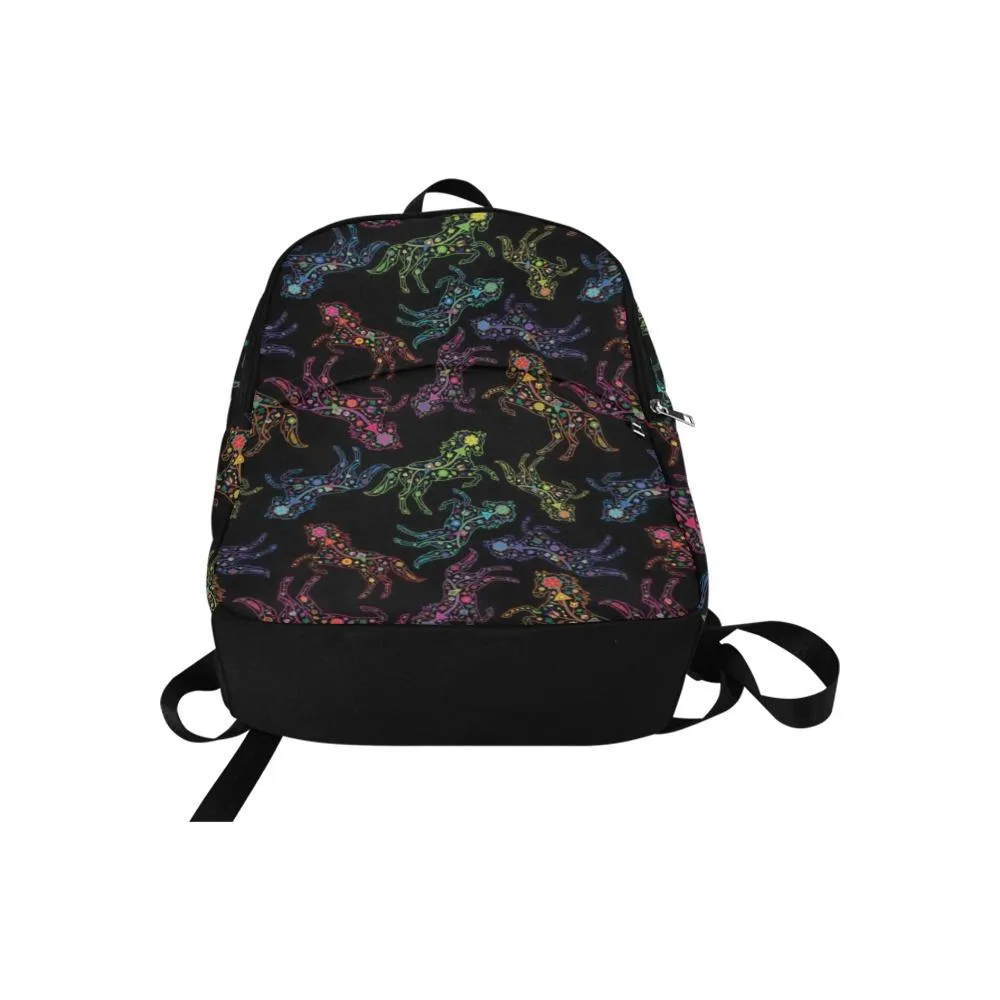 Neon Floral Horses Backpack for Adult