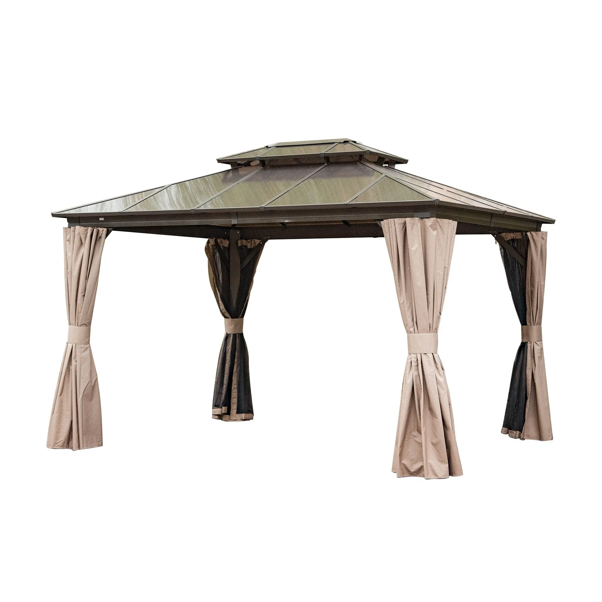 Newton 10 X 12 ft Outdoor Galvanized Steel Roof Gazebo - Brown