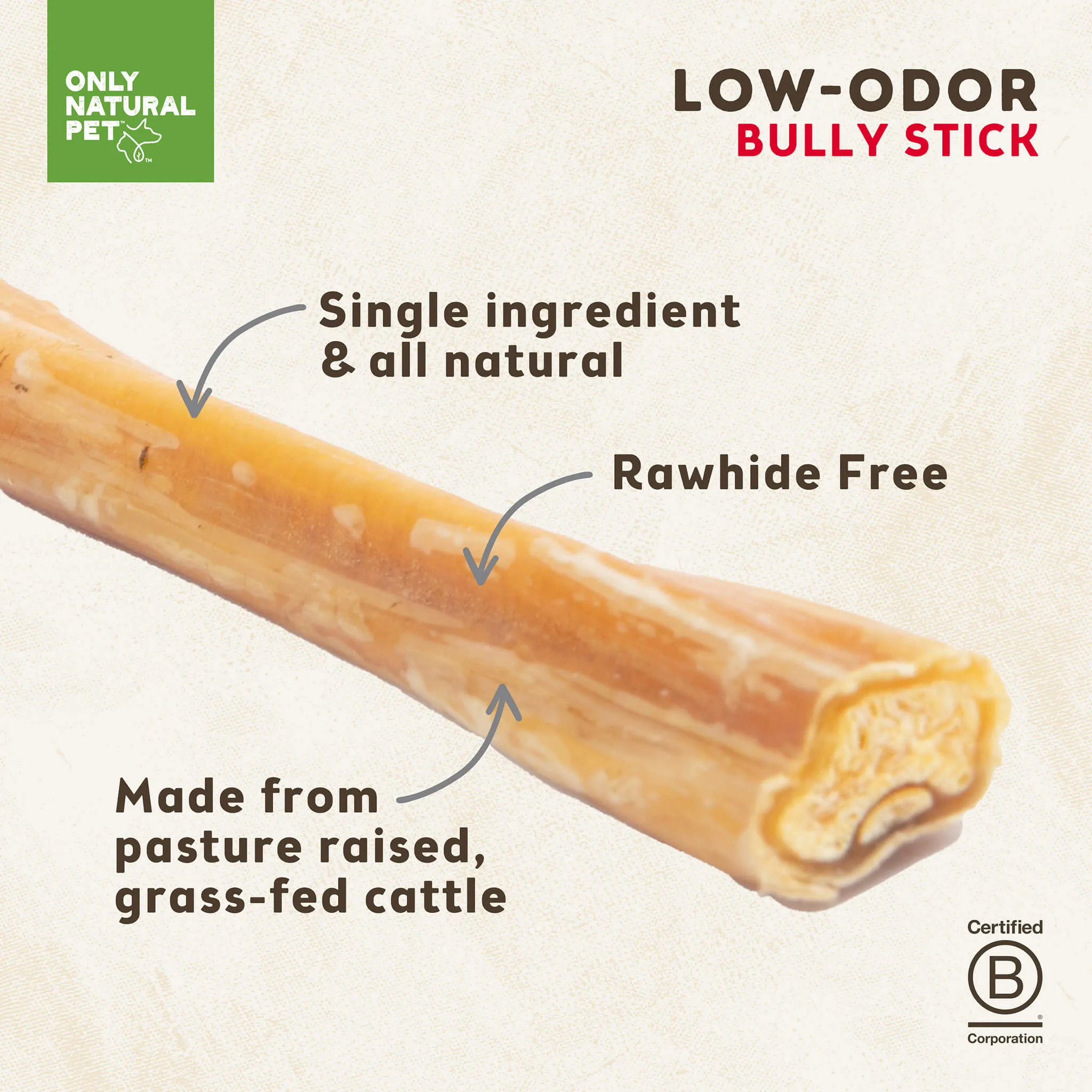 Only Natural Pet Free Range Low Odor Bully Sticks for Dogs