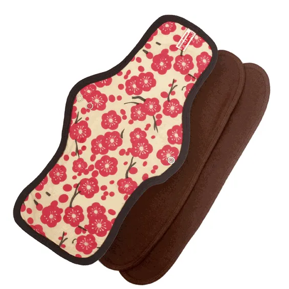 Organic Cotton Cloth Menstrual Pad Maxi Size with 2 inser liners: Plum