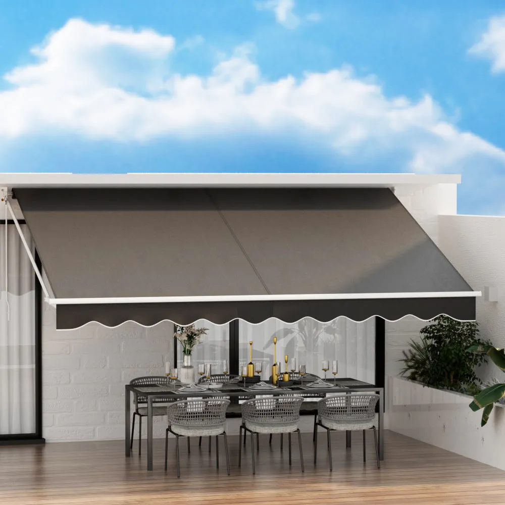 Outdoor Motorised Folding Arm Awning Window Blind Sun Shade Canopy Electric Grey 4.5X2.5M