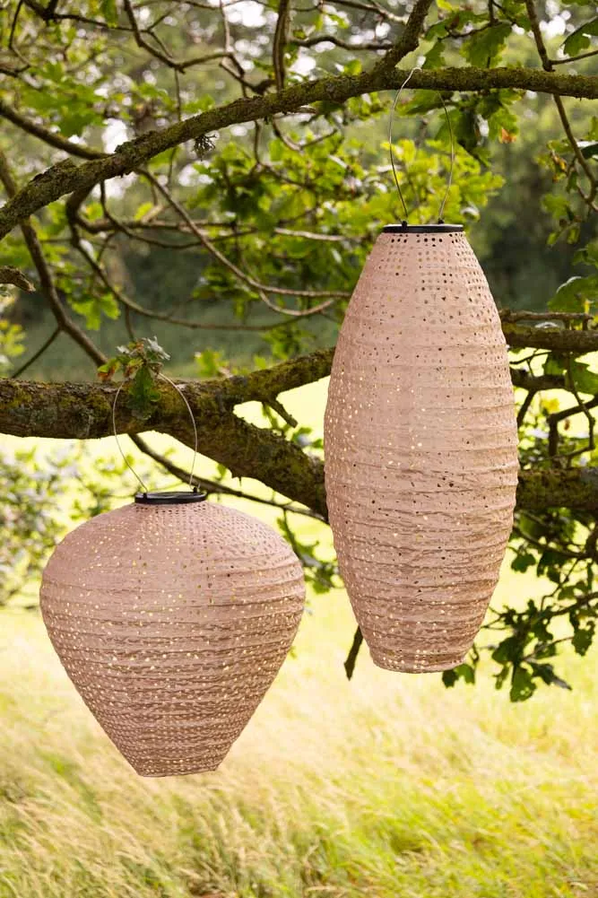 Oval Shaped Peach Outdoor Garden Lantern