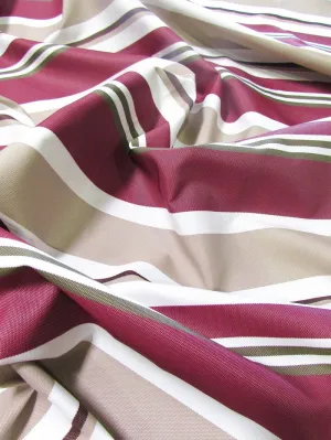 Oxford Stripe Outdoor Canvas Waterproof Fabric / Burgundy / Sold By The Yard