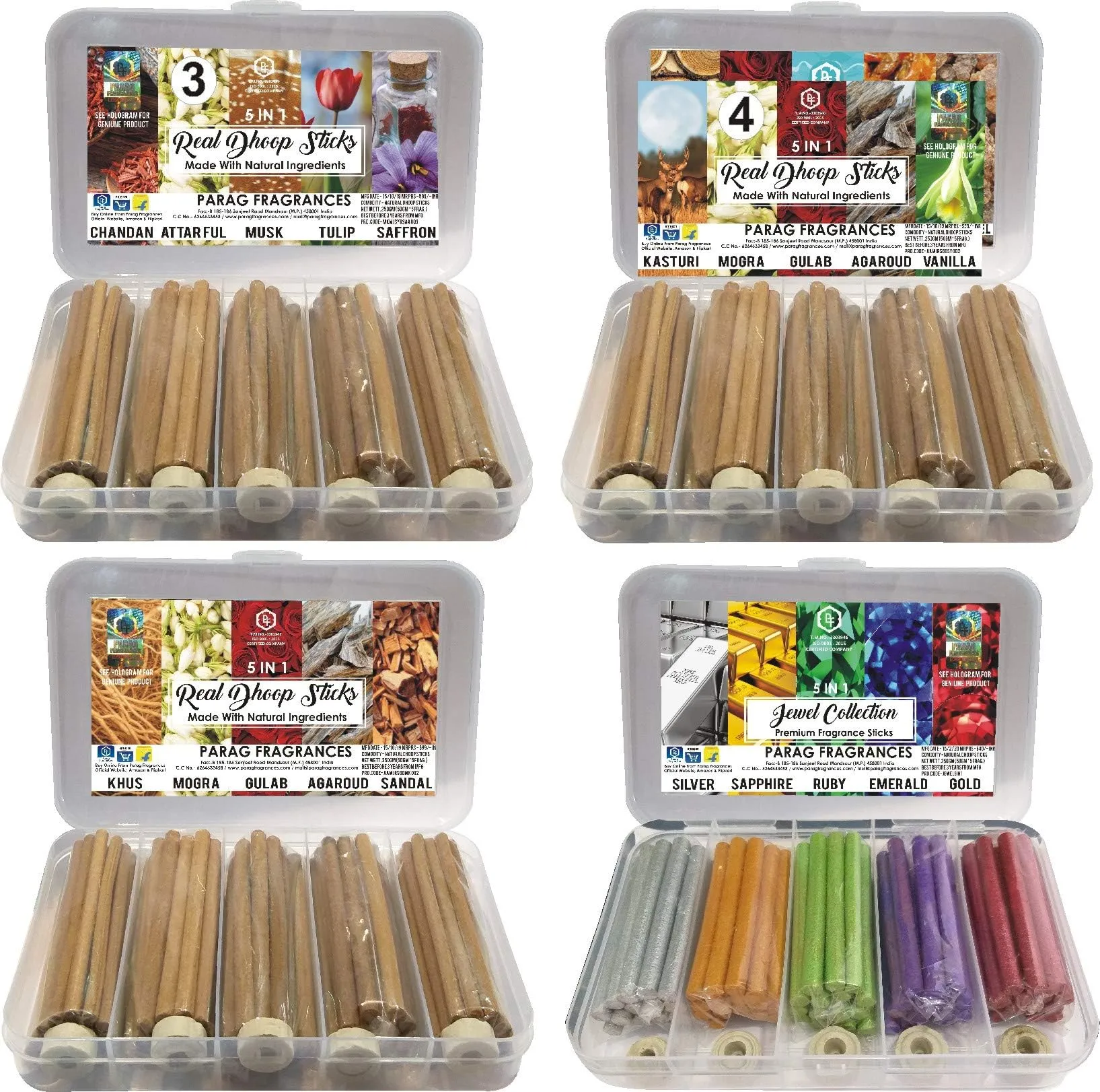 Parag Fragrances 5 in 1 Real & Natural Dhoop Sticks 250 Grams (Panchtatva)