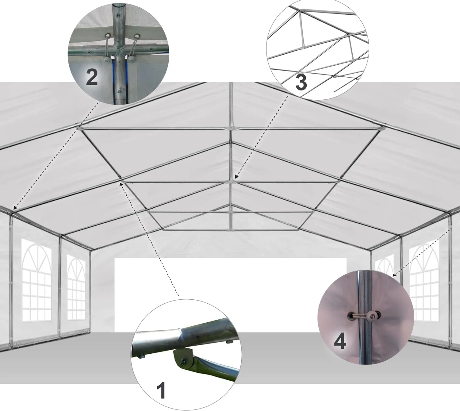 Party Tent 20x20 ft Heavy Duty Canopy Shelter for Wedding Event Fair with Fire Retardant Roof