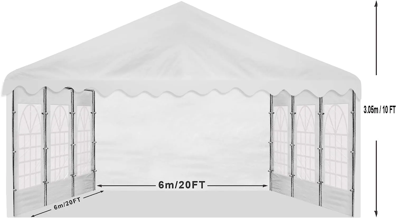 Party Tent 20x20 ft Heavy Duty Canopy Shelter for Wedding Event Fair with Fire Retardant Roof