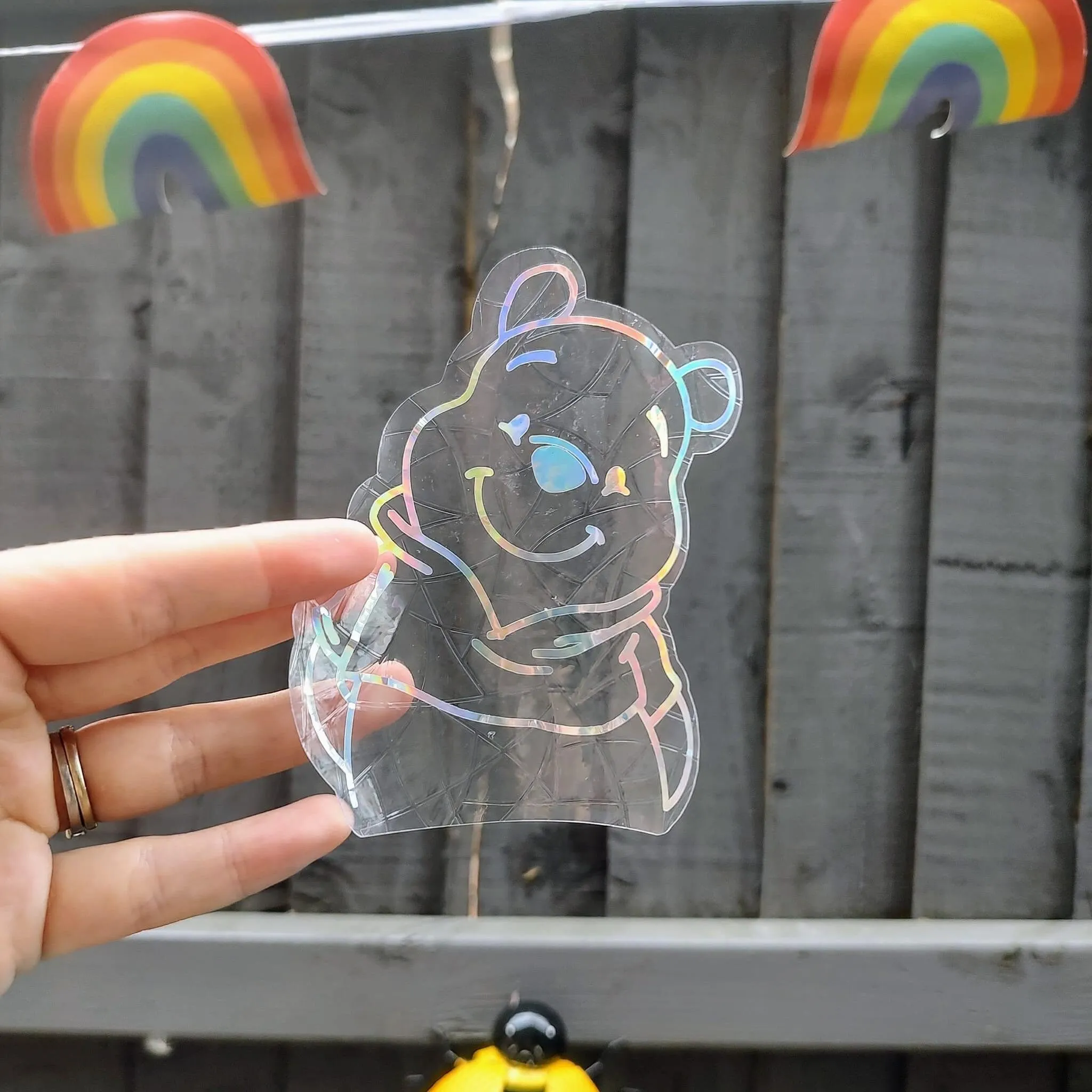 Pooh Bear Suncatcher Sticker Rainbow Maker Light Rays Window Cling Decal Home Decor Light Prism Nature Weather Cute Design Window