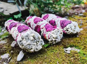 Rose Petals and White Sage Smudge Sticks