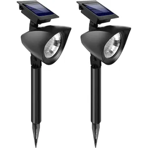 Simple Deluxe LED Solar Spotlights Outdoor Bright Adjustable In-Ground Light Landscape Light Security Lighting, 2 Pack, Black