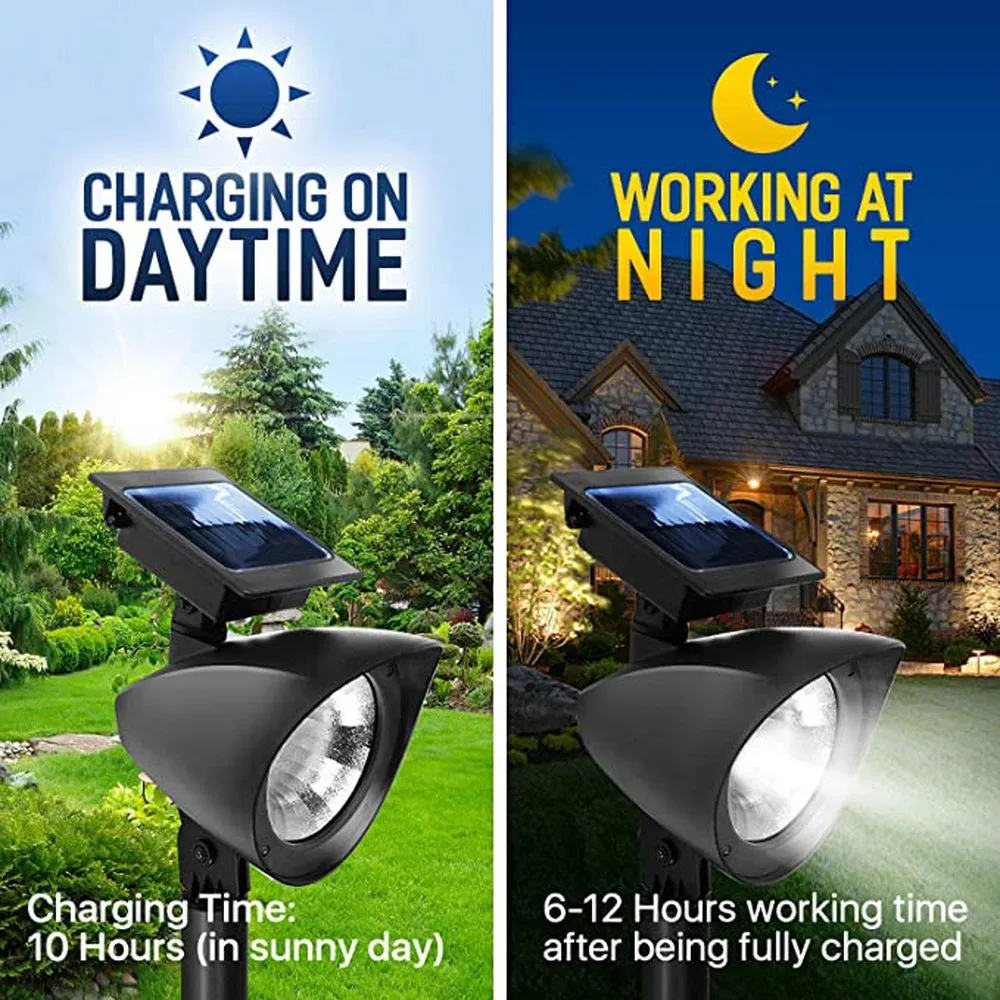 Simple Deluxe LED Solar Spotlights Outdoor Bright Adjustable In-Ground Light Landscape Light Security Lighting, 2 Pack, Black