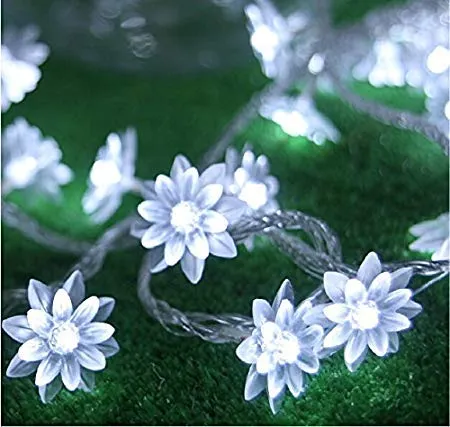 SmartDrip Lotus Flower 2.2 Meters 20 Led Flowers String Fairy Light/Battery Operated/Two Lighting Modes (WarmWhite)