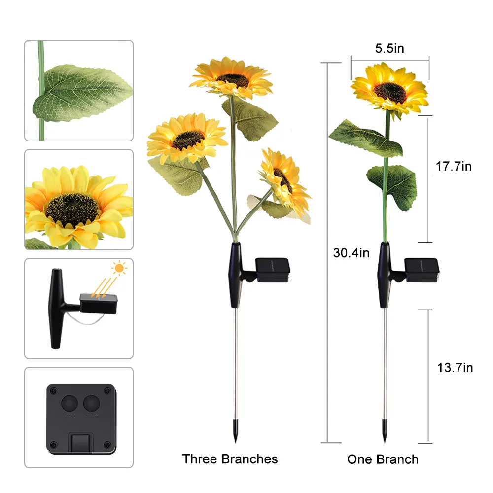 Solar Powered Sunflower Flowers Lights(2 Packs)