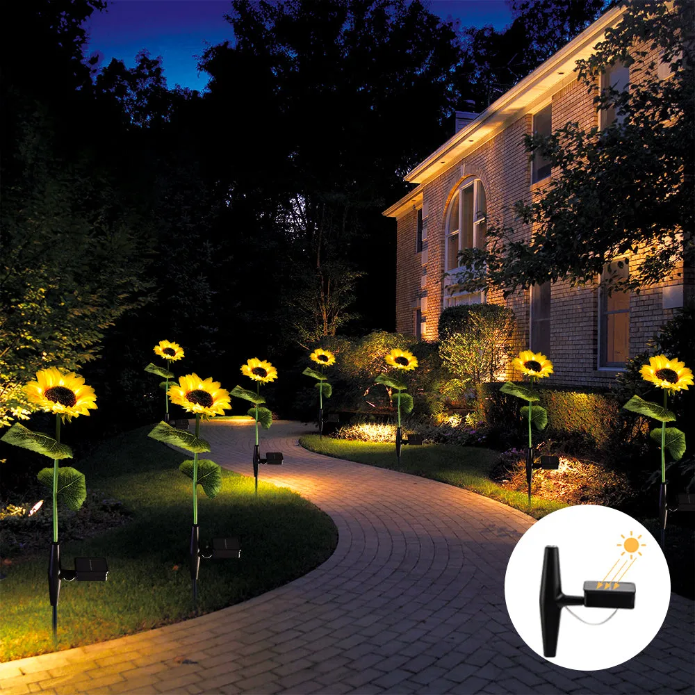 Solar Powered Sunflower Flowers Lights(2 Packs)