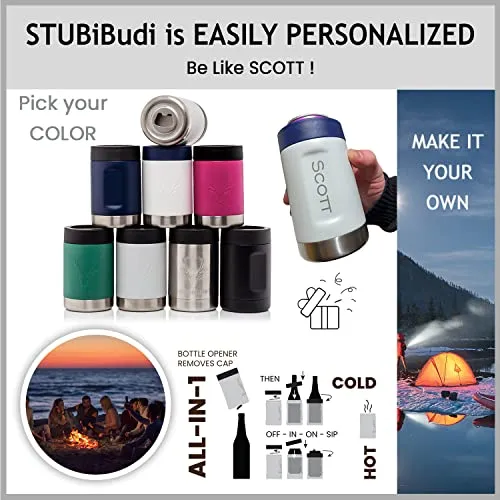 Stubibudi Beer Can Cooler 12 Oz Beer Bottle Opener Men Mist Grey