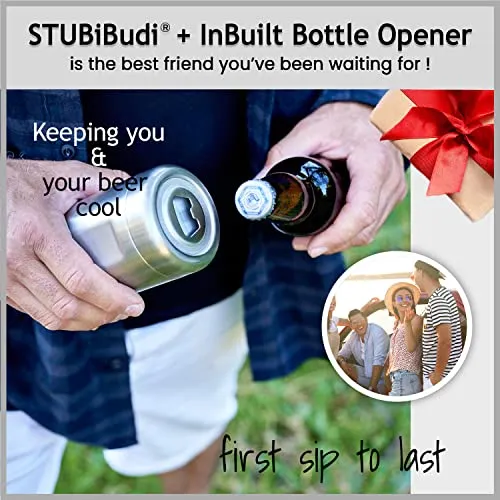 Stubibudi Beer Can Cooler 12 Oz Beer Bottle Opener Men Mist Grey