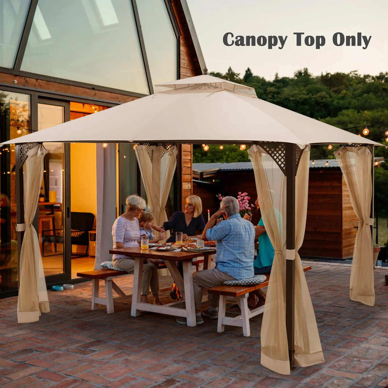 Tangkula 10x12 Ft Gazebo Replacement Canopy Top, Double Tier Canopy Replacement Roof with Air Vent and Drainage Holes