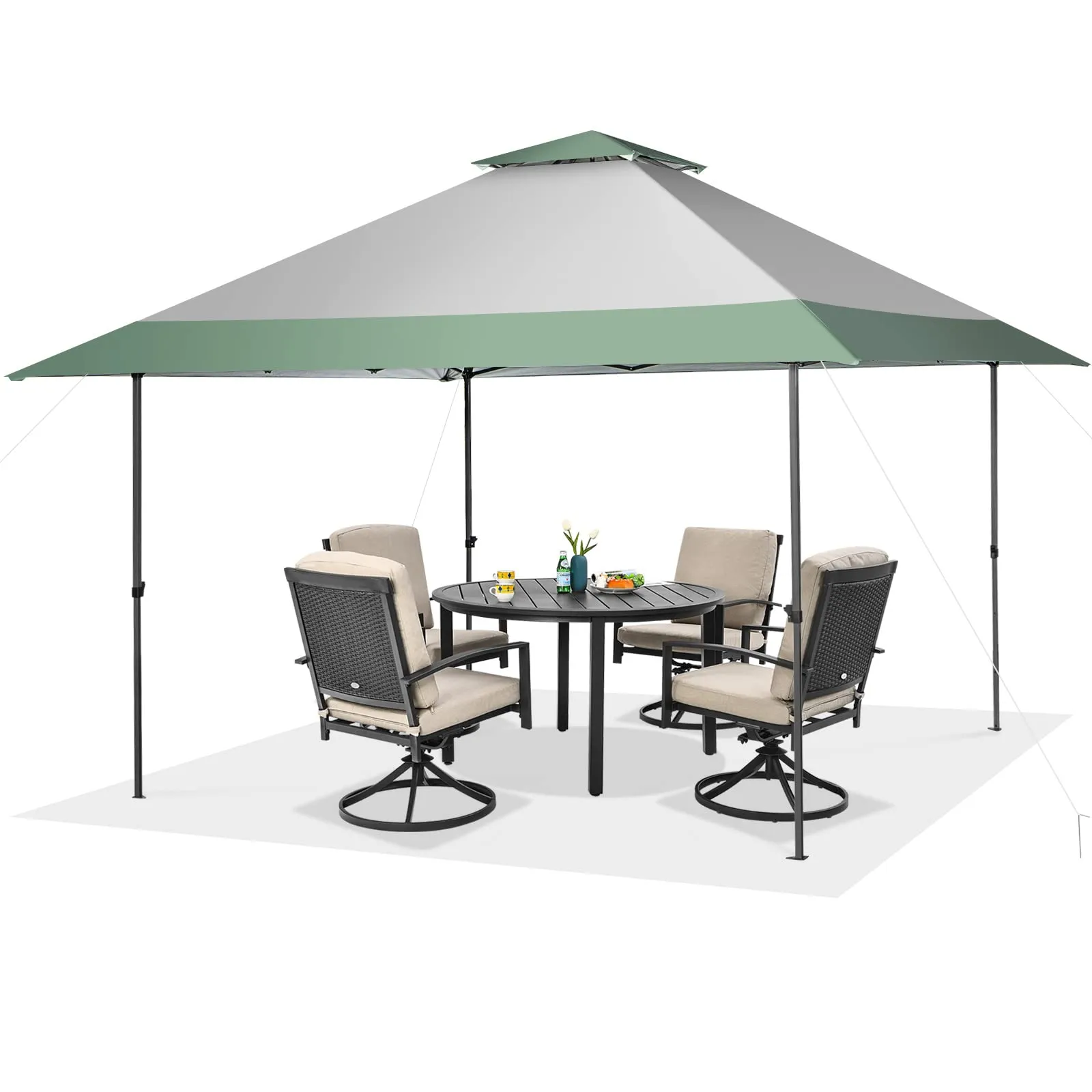 Tangkula 13FT x 13FT Pop-Up Gazebo, UV Canopy Tent with 4 Reinforced Ribs