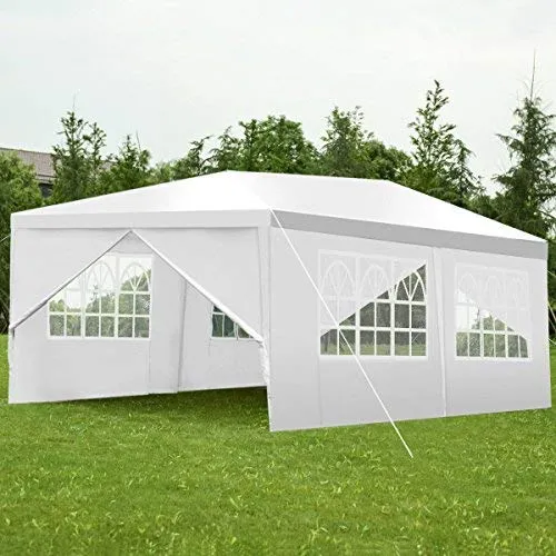 Tangkula Outdoor 10'x20' Canopy Tent, Heavy Duty Wedding Party Tent with 4 Removable Sidewalls & 2 Zippered Doorways