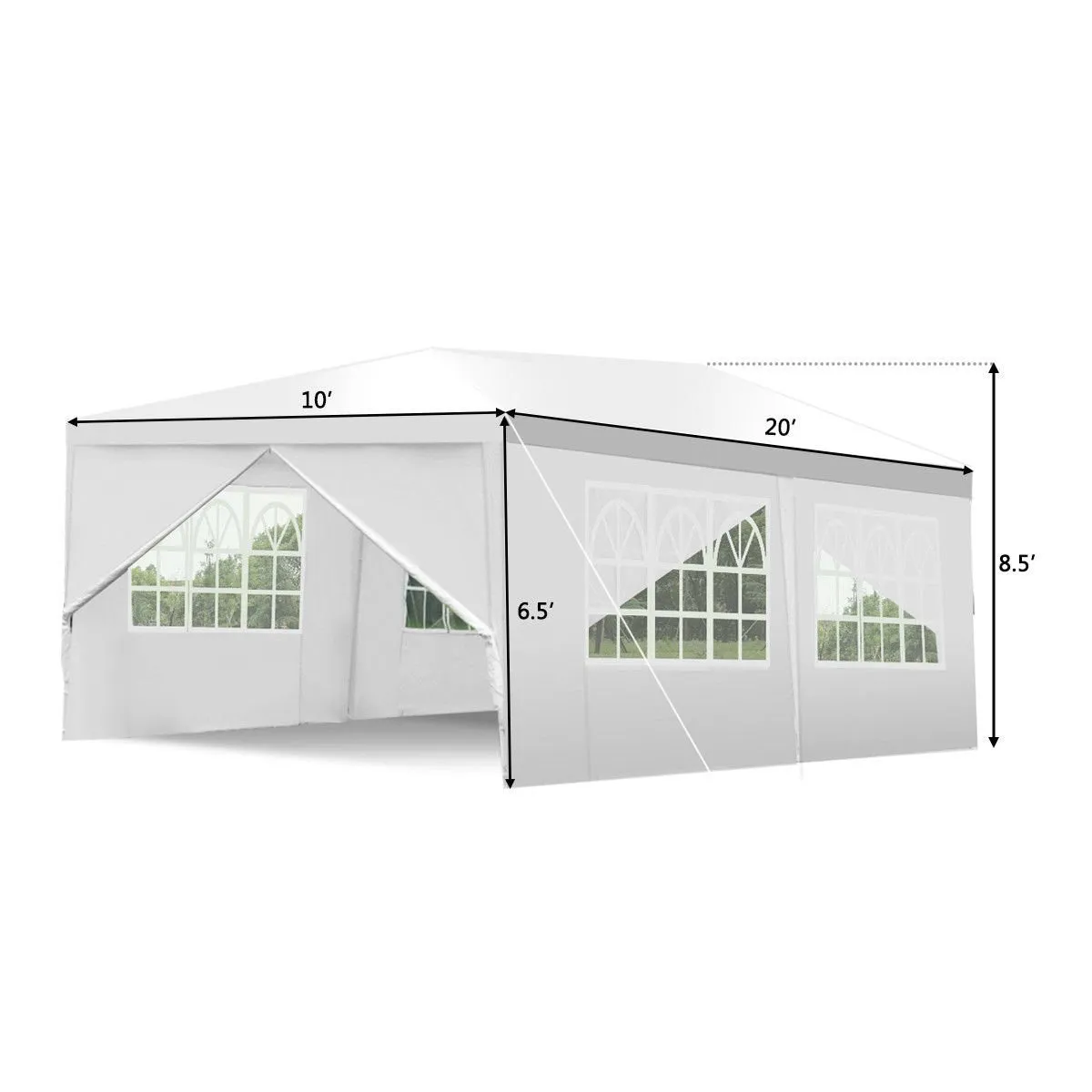 Tangkula Outdoor 10'x20' Canopy Tent, Heavy Duty Wedding Party Tent with 4 Removable Sidewalls & 2 Zippered Doorways