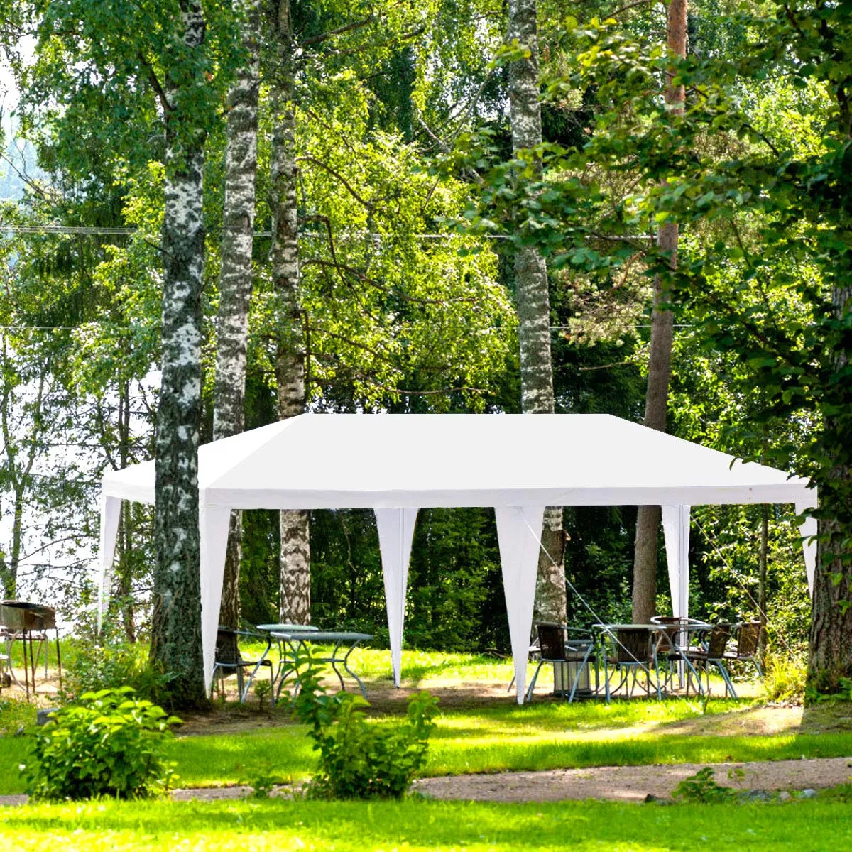 Tangkula Outdoor 10'x20' Canopy Tent, Heavy Duty Wedding Party Tent with 4 Removable Sidewalls & 2 Zippered Doorways