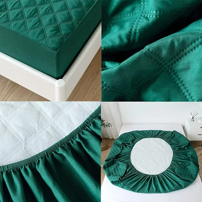 Ultrasonic Microfiber Waterproof Mattress Cover -  Green