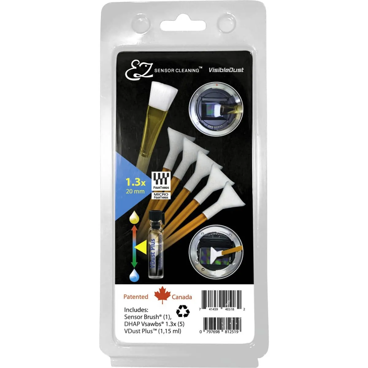 VisibleDust EZ Sensor Cleaning Kit PLUS with VDust Plus, 5 x Orange DHAP 1.3x Vswabs and Sensor Brush