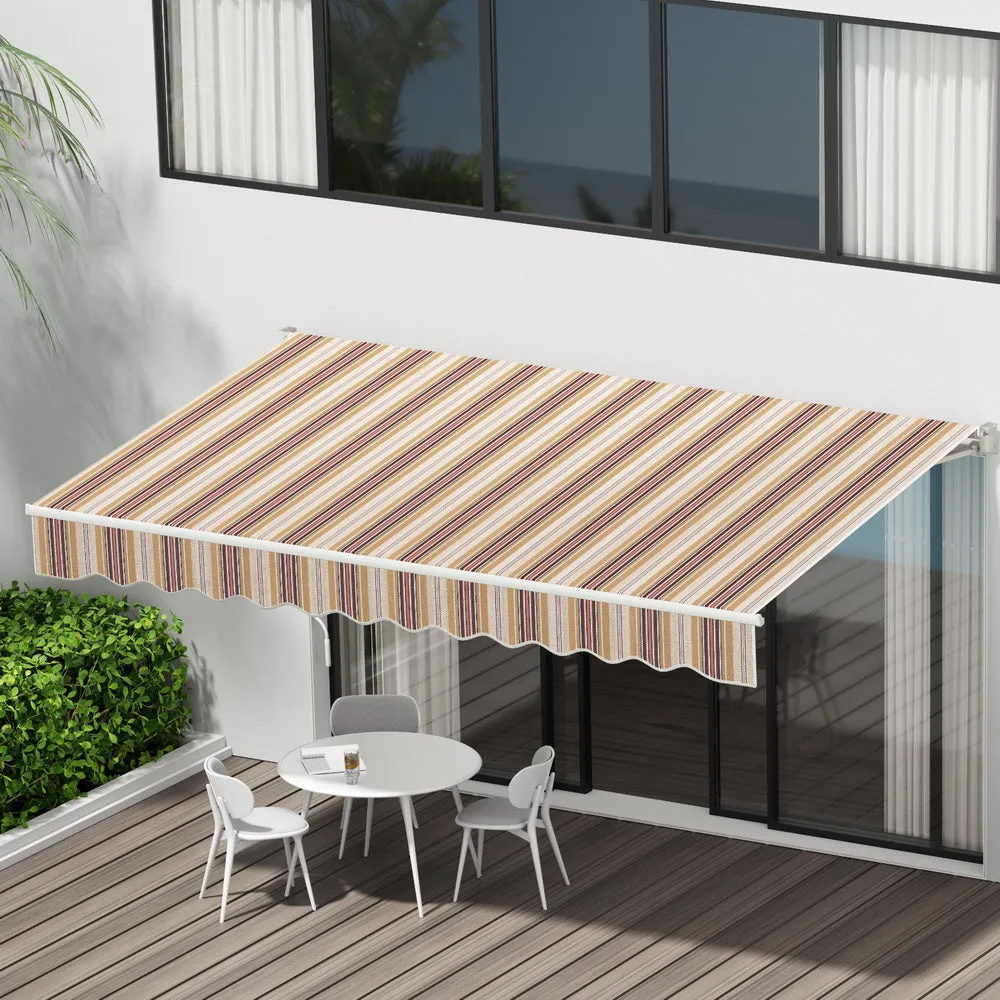 Wall Mounted Folding Arm Window Awning Outdoor Blinds Retractable Canopy 3Mx2.5M Beige Brown