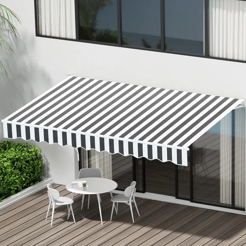 Wall Mounted Folding Arm Window Awning Outdoor Blinds Retractable Canopy Sunshade 4Mx3M Grey White