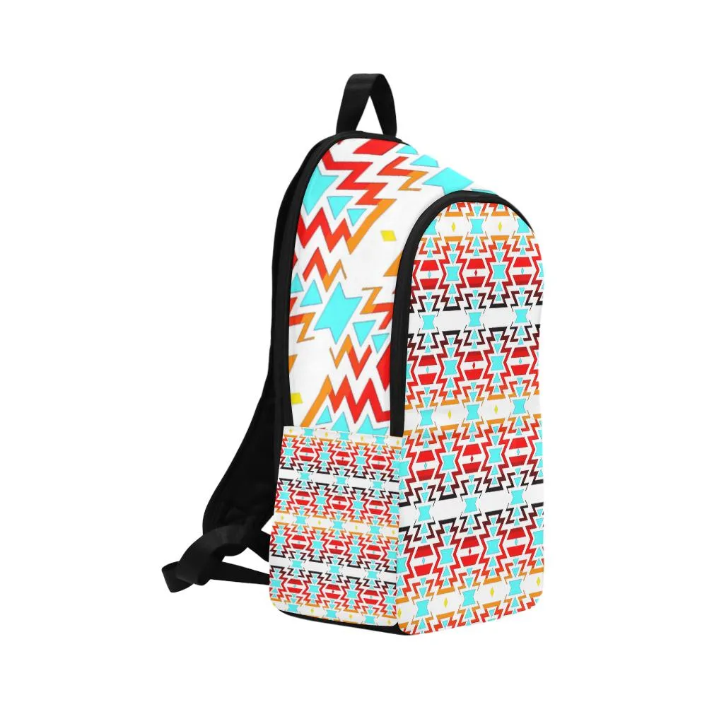 White Fire and Sky All Over Large Backpack